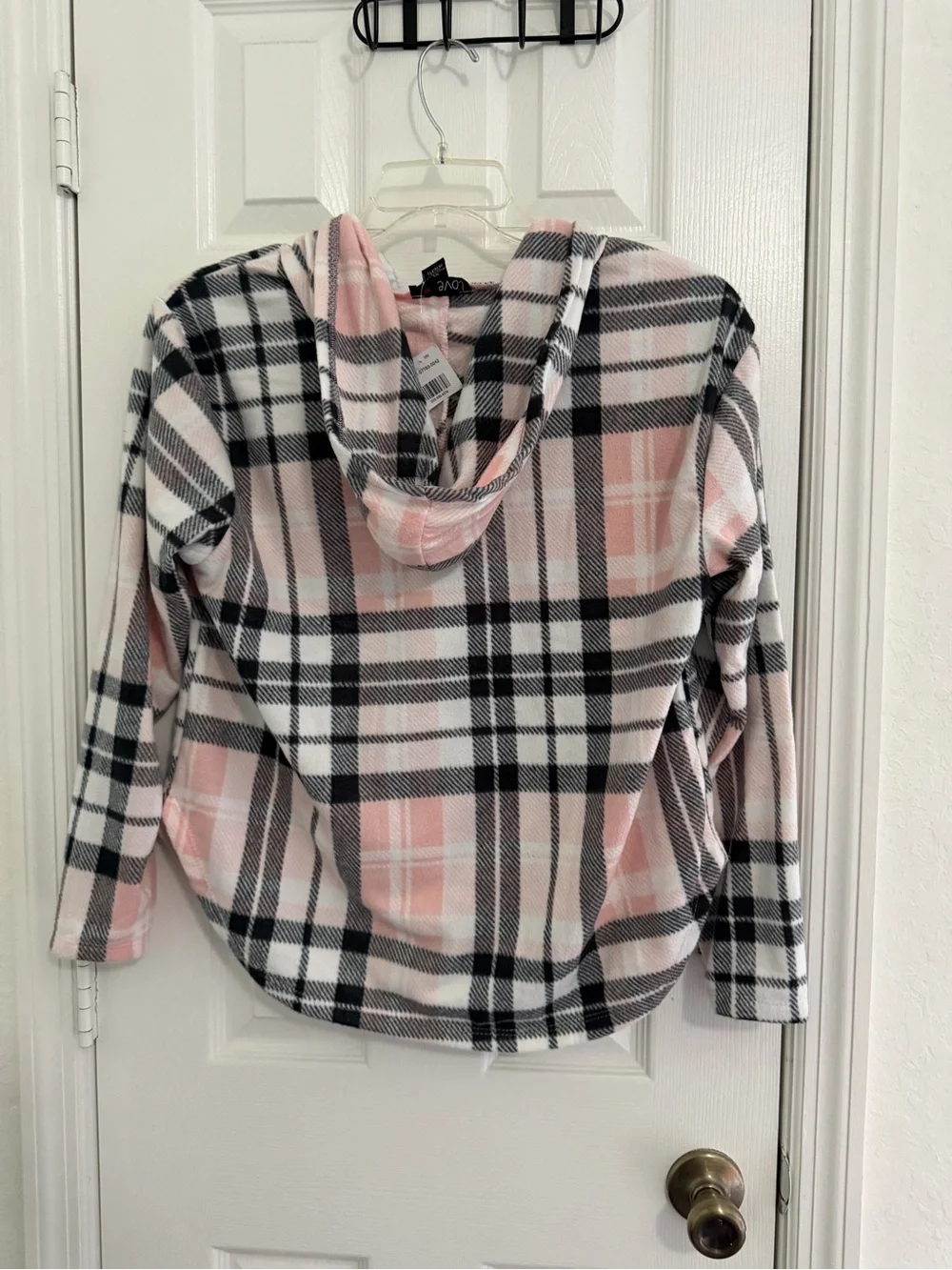 Pink Plaid Kids Pajama Set with Hooded Pullover